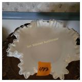 Fenton Silver Crest white milk glass ruffled bowl