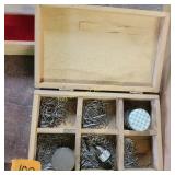 Finishing nails, wood box