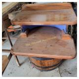 Barrel base with shelves
