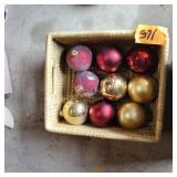 Basket and Christmas bulbs, decorations