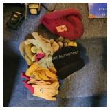 Work gloves, hat