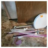 Toilet seat, grab bars, curtain rods. shade