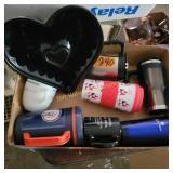 Heart mold, travel cups, office supplies