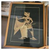 Asian straw wood veneer art