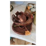 Vtg Rattan wicker baskets shaped like duck