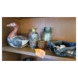 Mexican duck figure, Amber glass,
