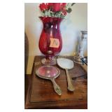Red Vase, Hand Mirrors, Candle Holders