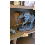 Elephant figurines, tusk broke off
