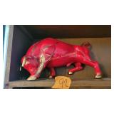 Vtg MC red ceramic Bull figurine