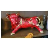 VTG MC Red Ceramic Bull Figurine