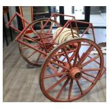 Antique Fire Hose & Hand-Drawn Cart.