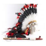 Pipe and Headdress Lot.