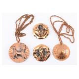 4 Copper Pendants & 2 Chains.
