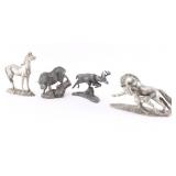 Lot of 4 Small Pewter Statues.