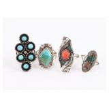 Lot of 4 Native American Rings.