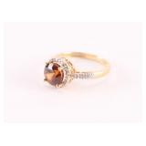 Unique Orange Spinel & Diamond Ring