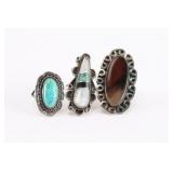 Lot of 3 Sterling Silver Rings.