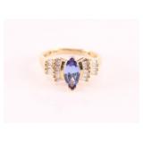 Marquise Cut Tanzanite & Diamond Ring.