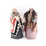 Lot of 2 Paper Mache Native Dolls.
