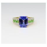Sensational Vivid Tanzanite,Tsavorite & Diamond