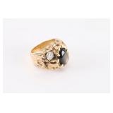 Cabochon Smokey Topaz & Diamond Ring