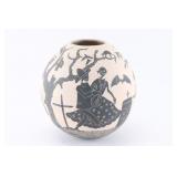 Day of the Dead Incised carved Pot