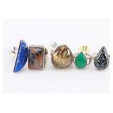 Lot of 5 Natural Stone Rings.