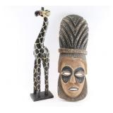 African Mask & Giraffe Carving.