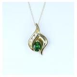 Elegant Fine Tsavorite Garnet & Diamond Pendant