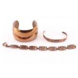 Lot of 2 Copper Cuffs & a Bracelet.