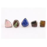 Lot of 5 Natural Stone Rings.