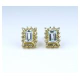 Finely Detailed Aquamarine & Diamond Earrings