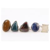 Lot of 5 Natural Stone Rings.