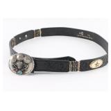 Leather Belt with Sterling Buckle.