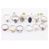 Lot of 12 Ladies Rings.