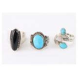 Lot of 3 Sterling Silver Rings.