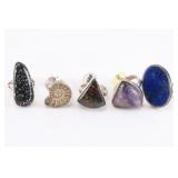 Lot of 5 Natural Stone Rings.