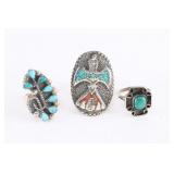 Lot of 3 Native American Rings.