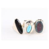 Lot of 3 Sterling Silver Rings.