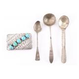 Lot of Sterling Belt Buckle & Spoons.