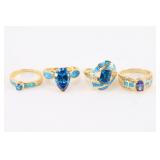 Lot of 4 Vermeil Rings.