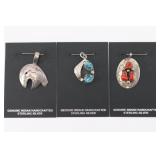 Lot of 3 Sterling Silver Pendants.