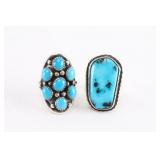 Lot of 2 Sterling & Turquoise Rings.