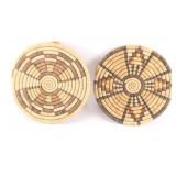 Lot of 2 Hopi Coil Flat Baskets.