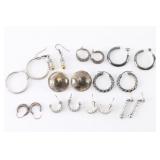 Lot of 10 Silver Pierced Earrings.