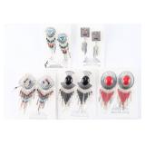 Lot of 5 Sterling Inlay Earrings.