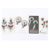Lot of 4 Sterling Inlay Earrings.