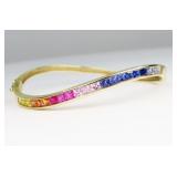 Vibrant Multi-Color Sapphire Bangle Bracelet