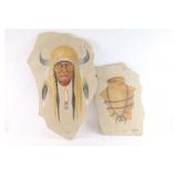 Pair of Paintings on Flagstone.