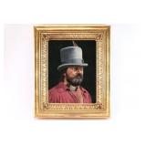 Original Oil on Board of Beaver Hat.